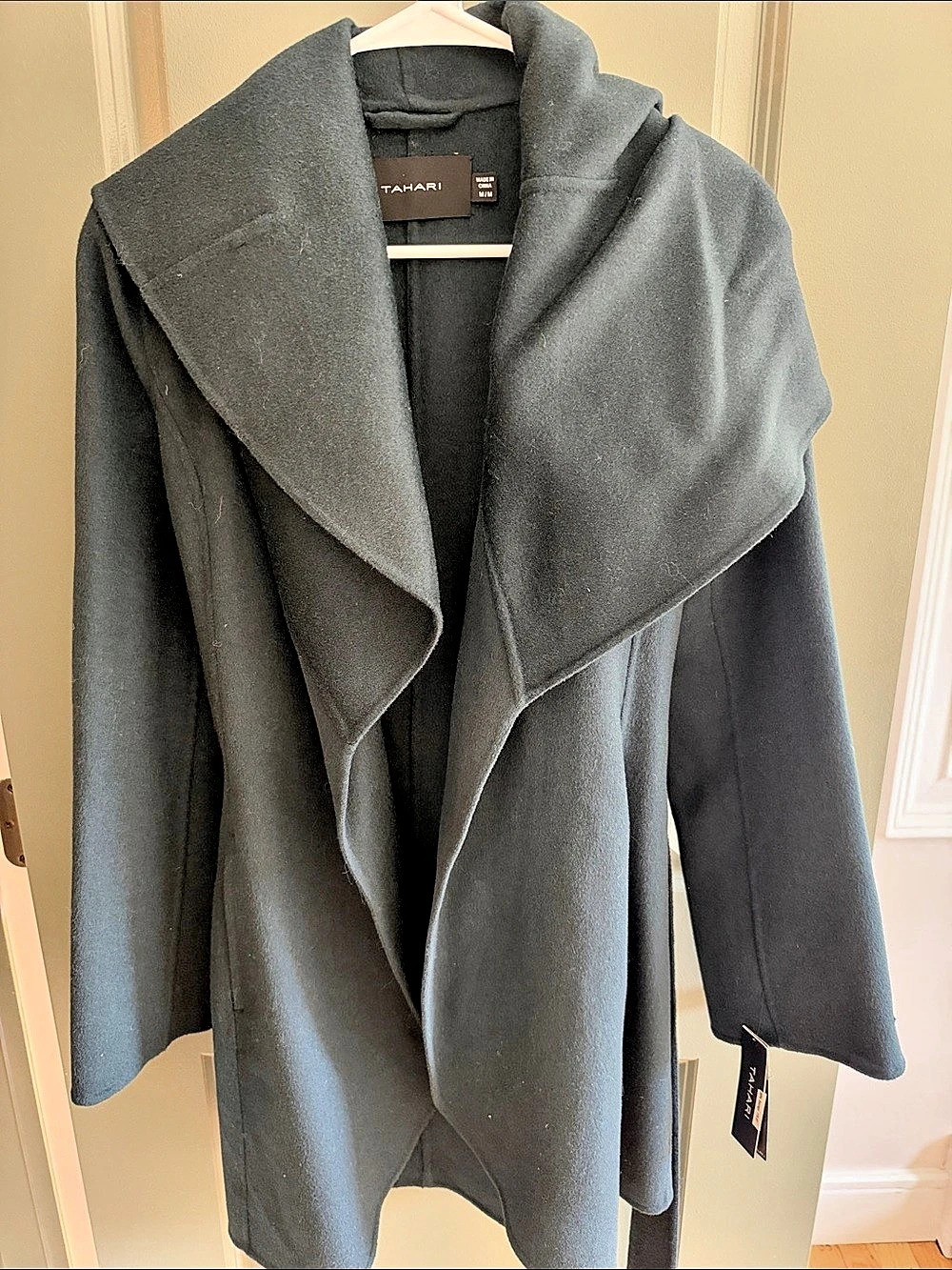 Tahari Women's Wool Blend Wrap Coat in Deep Teal Size Medium NWT